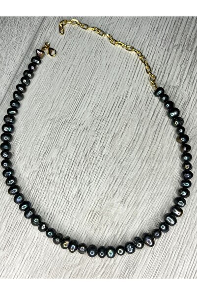 TAVUSKUSHU Gercek siyah inci kolye