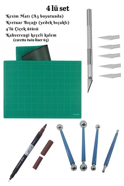 Deha Games Double Sided Cutting Pad Cutting Mat Cutting Plate, Cretuar Knife, Flower Iron, Felted Pen