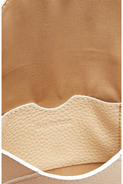 Dıvarese Bej Deri Kadın Cüzdan