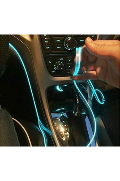 FV-TUNİNG Ice Blue Car Interior Lighting Rope Strip - TorpedoLedNeon Decorative, 2 Meters