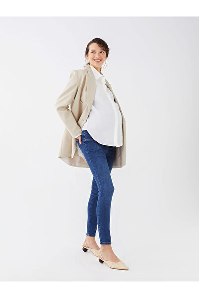 LC Waikiki LCWAIKIKI Maternity Orta İndigo Rodeo Karın Panelli Mercury Skinny Fit Düz Hamile Jean Pantolon