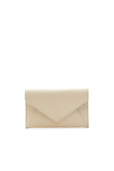 Dıvarese Bej Deri Kadın Cüzdan