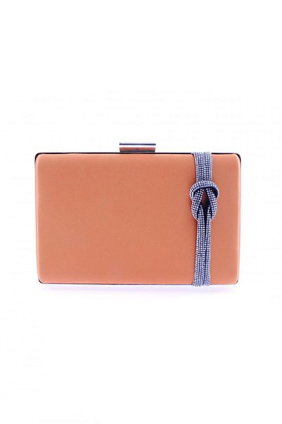 DGN 9275-22y Stone Detailed Orange Women's Evening Dress Portfolio Bag