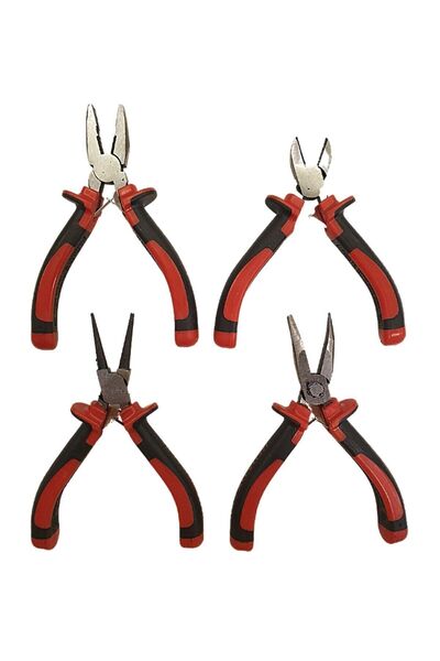 makroyapimarket 4 Lü Mini Pense Yankeski Eğri Kargaburun Segman Seti Gravür