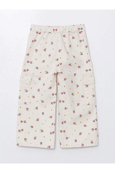 LC Waikiki Floral Patterned Elastic Waist Cargo Pants for Baby Girl
