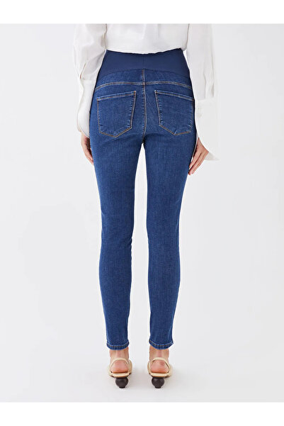 LC Waikiki LCWAIKIKI Maternity Orta İndigo Rodeo Karın Panelli Mercury Skinny Fit Düz Hamile Jean Pantolon