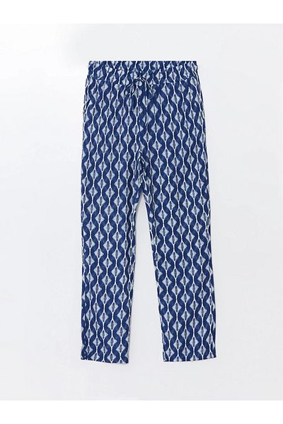 LC Waikiki LCWAIKIKI Maternity – Bequeme Umstandshose mit blauem Muster und elastischem Bund