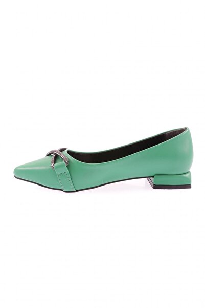 DGN 2803-23Y Women's Pointed Toe Silver Stone Ballerina Grass Green