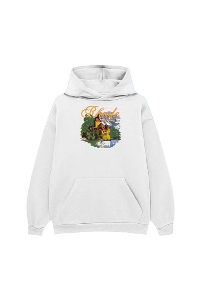 PURE EFFECT RHUDE CASTLE εμπριμέ υπερμεγέθη Unisex φούτερ με κουκούλα 100% βαμβάκι - αναπνέουσα κουκούλα