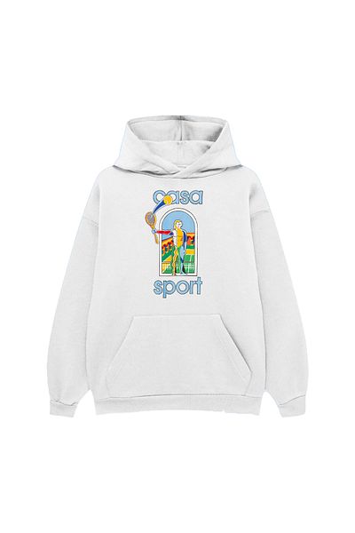 PURE EFFECT CASABLANCA Tennis Printed Oversize Unisex 100% βαμβακερή κουκούλα - Φούτερ που αναπνέει