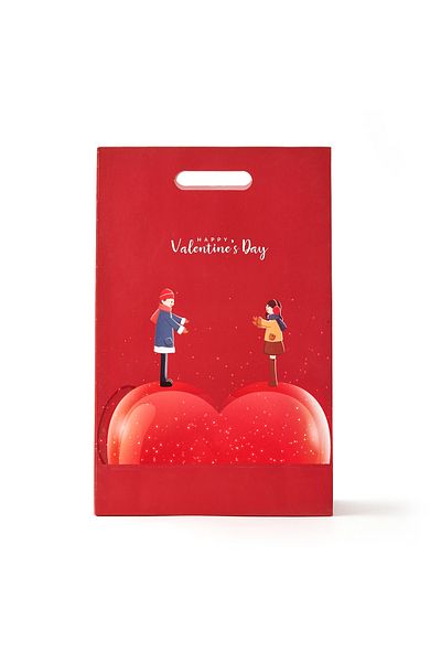 4nio 4Nioo Cardboard Bag with Heart - Red - 25X38X10 cm