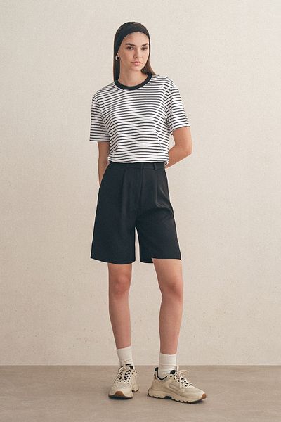 Mathilda By Çiğdem Bilici Tricou cu dungi negre de damă