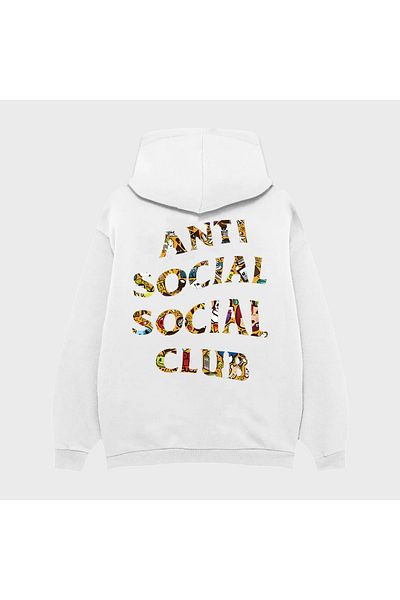 PURE EFFECT ANTI SOCIAL SOCIAL CLUB - Σχέδιο με στάμπα Oversize Unisex 100% βαμβακερό φούτερ με κουκούλα