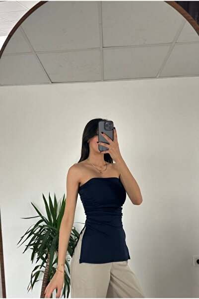 Les Seduisantes Блуза без презрамки от плат за гмуркане - с разрез отстрани