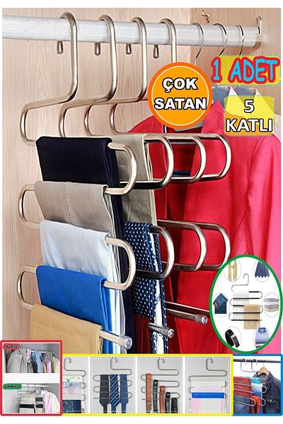 USF 5 Tiers Metal Trousers Clothes Hanger Clothes Scarf Scarf Towel Tie Organizer