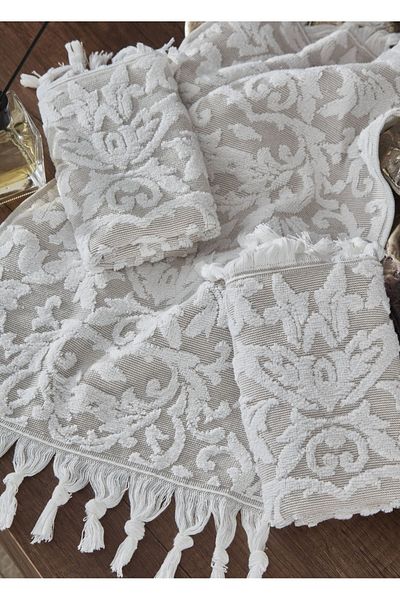 Dantela Kod-2000 30x50 Jacquard Cotton Towel Set - 3 Pieces