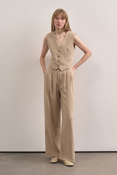 Mathilda Store Linen Special Edition Jacket Vest Palazzo Trousers Set