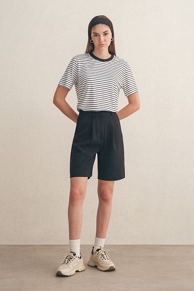 Mathilda By Çiğdem Bilici Tricou cu dungi negre de damă