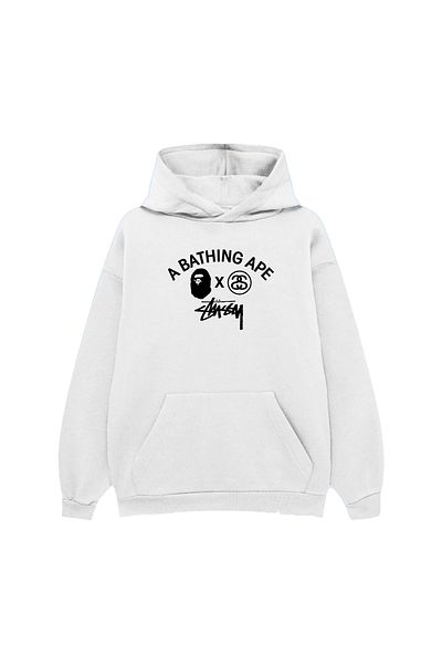 PURE EFFECT ABATHINGApeSTUSSY- 100% Cotton BreathableOVERSIZESweatshirt HoodedHOODIEUnisex
