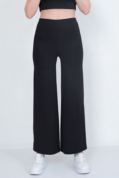 WAYS Pantaloni de damă din velur negru Leggings - picior lat