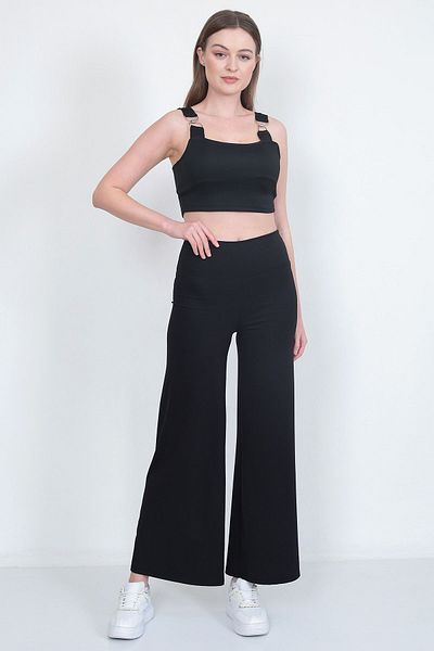 WAYS Pantaloni de damă din velur negru Leggings - picior lat