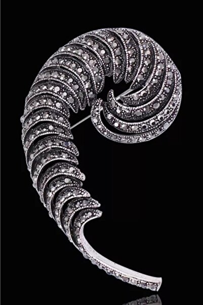 Esra Pamir Füme Markazit Taşlı Broş Ve Kolye Ucu