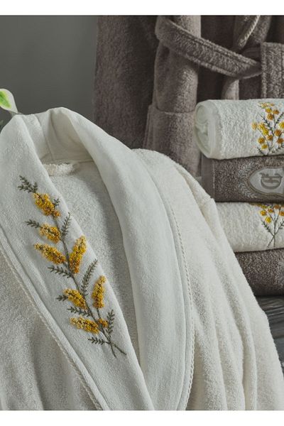 Dantela Σετ οικογενειακής ρόμπας Daisy 6 τεμαχίων - βαμβακερό, κρεμ/μπεζ
