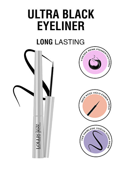 Lollis Ultra Black Eyeliner Yoğun Siyah Eyeliner ince uçlu