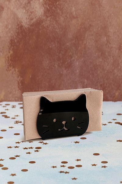 Story Cat Themed Black Color Acrylic Napkin Holder