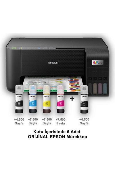 EPSON طابعة Ecotank L3250 متعددة الوظائف مزودة بخزان حبر وواي فاي وماسح ضوئي وناسخة