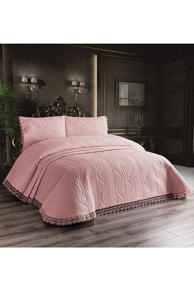 Hızlı Çeyiz Double Bade Bedspread - Powder