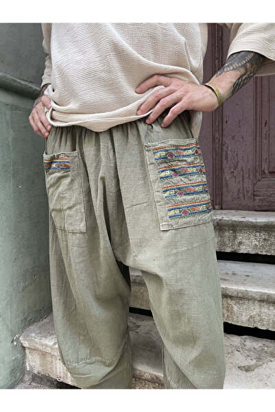 Bohoyasam Unisex Bohem Lastik Bel Pantolon, Rahat Pantolon, Yoga Pantolonu, Şalvar, Pamuklu Şalvar,
