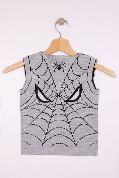 Beniizle Boy's Knitwear Vest - Spiderman Patterned