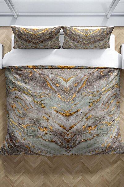 PerlaSera Σετ Παπλωματοθήκη Μαρμάρινο 3d Βαμβακερό Σατέν Διπλό