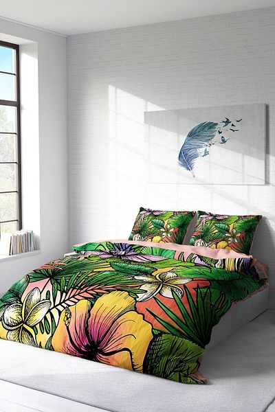 PerlaSera 3D Special Design Duvet Cover Set - Tightly Woven, Cotton Satin, Colorful Forest