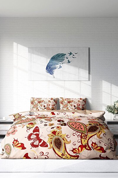 PerlaSera 3D Custom Design - Double Duvet Cover Set, Tightly Woven Cotton Satin, Indiano