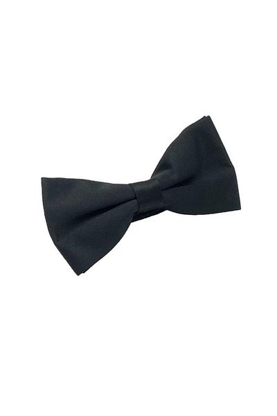 Brianze Black Satin Bow Tie - Solid Color