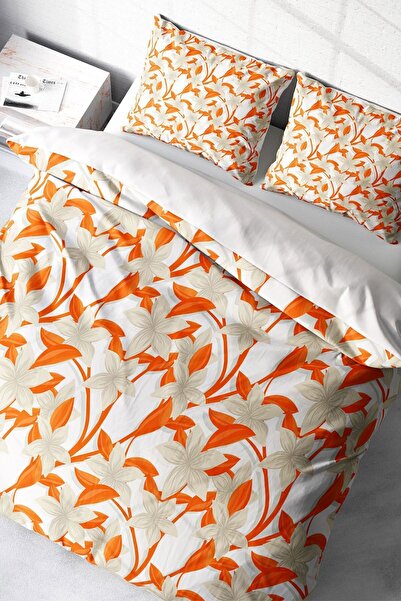 MonoHome Set de lenjerie de pat dublu din satin de bumbac 3d, maro, 220x240cm