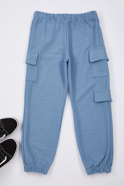 TRENDYOLKIDS Blue Boy Cargo Pocket Knitted Sweatpants Tkdaw25Ea00006