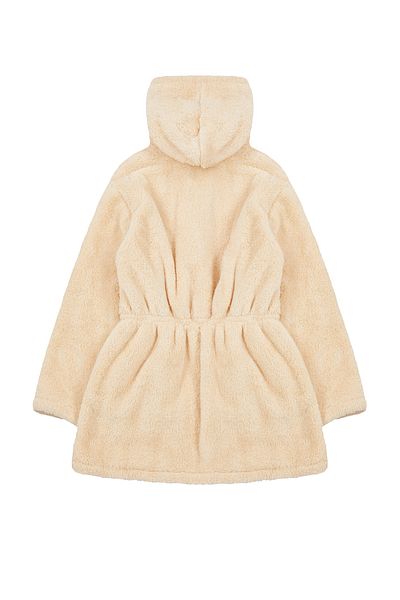 TRENDYOLKIDS Beigefarbener Plüsch-Kapuzenmantel für Mädchen TKDAW25MO00009