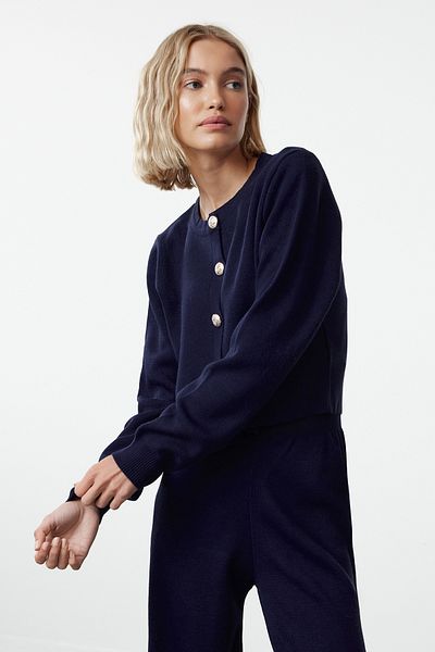 Trendyol Collection Sötétkék Crop kötöttáru alsó-felső készlet TWOAW25AU00026