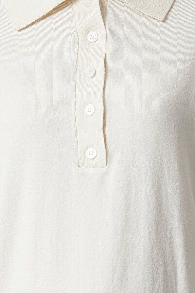 Trendyol Collection Ecru Knitwear Sweater - Thin Polo Collar, Twoaw25kz00355