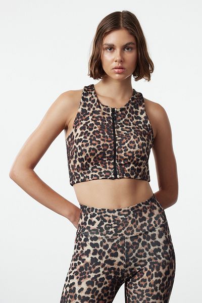 Trendyol Collection Sport-BH mit Stützfunktion und Reißverschluss im Leopardenmuster - Thmaw25ss00009