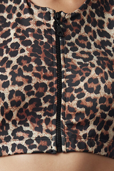 Trendyol Collection Αθλητικό σουτιέν με φερμουάρ Leopard Print - Thmaw25ss00009