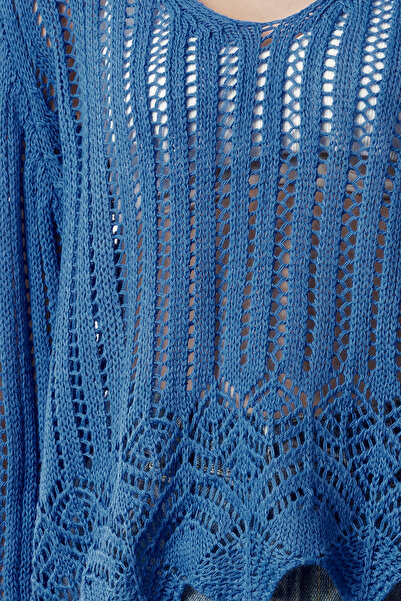 Trendyol Collection Pulover din tricotaj Saks ajurat - perforat, TWOSS20KZ0030