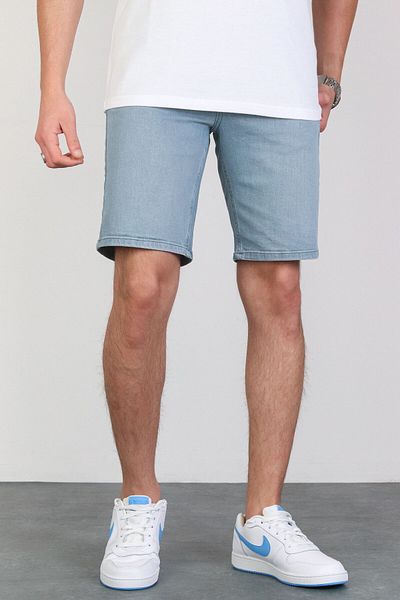 HLT JEANS Herren-Jeansshorts aus geschliffenem, bequem geschnittenem Lycra mit flexiblem blauen Denim Hlthe001955