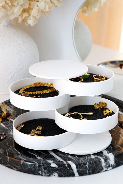 Vienev 4 Tier Rotatable Cylinder Jewelry and Makeup Organizer
