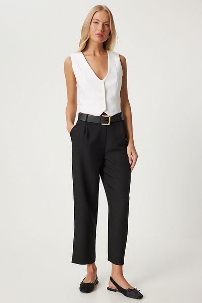 Happiness İstanbul Women's Black Pipe Leg Trousers - Fn03310