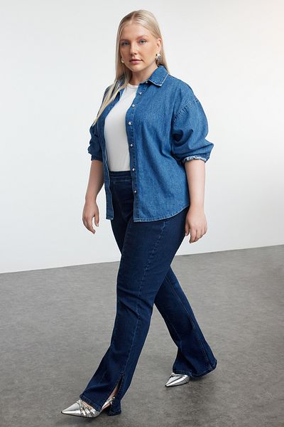 Trendyol Curve Темно-синя еспаньйолка з пака великого розміру з детальним зшиванням