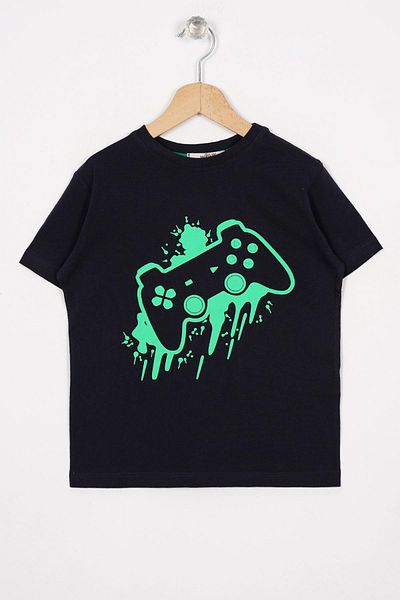 zepkids Μπλουζάκι αγοριού Oversize Navy Blue - Εκτύπωση κονσόλας παιχνιδιών